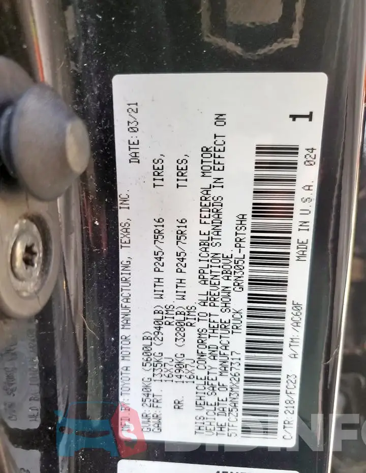 5TFCZ5AN3MX267317 Photo# 12