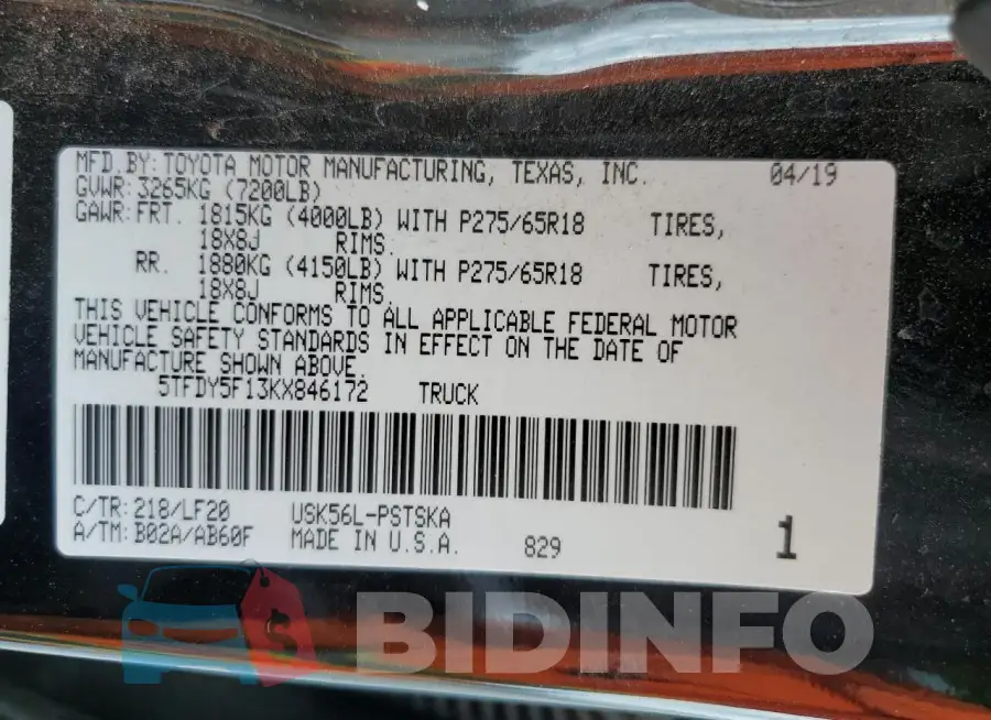 5TFDY5F13KX846172 Photo# 12