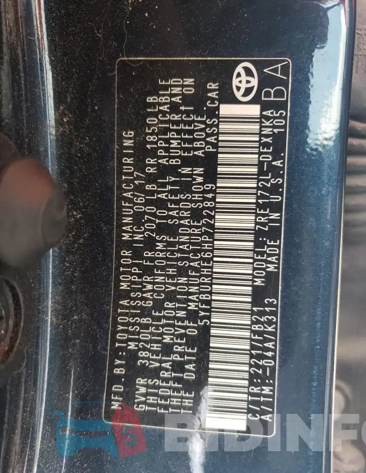 5YFBURHE6HP722849 Photo# 12