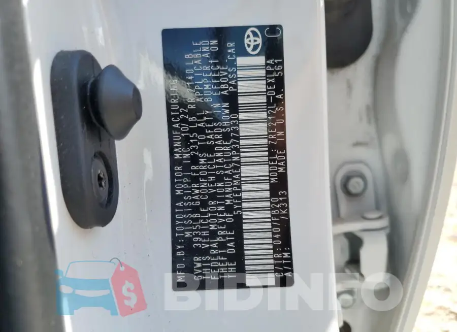 5YFEPMAE7NP377330 Photo# 13