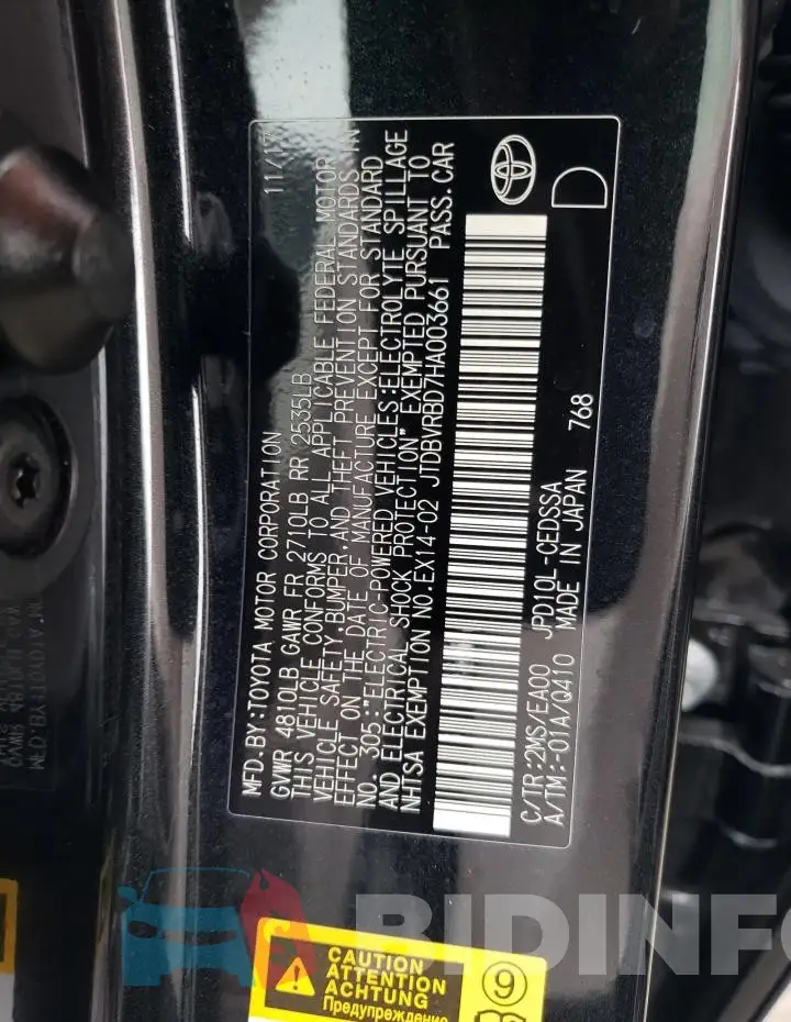 JTDBVRBD7HA003661 Photo# 12