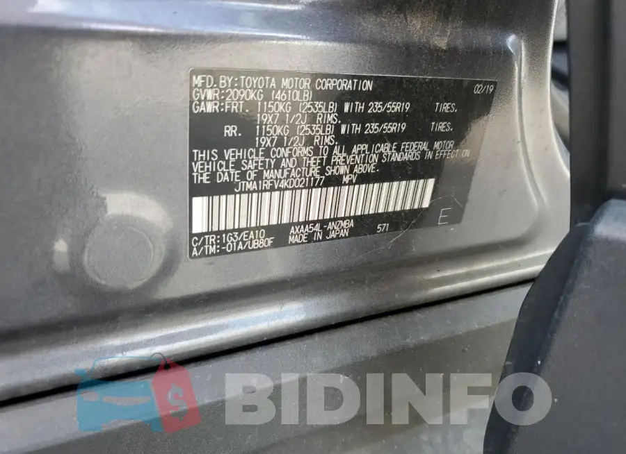 JTMA1RFV4KD021177 Photo# 13