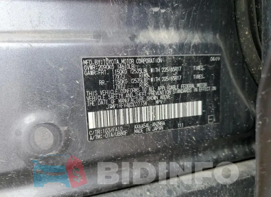 JTMP1RFV4KD027734 Photo# 13