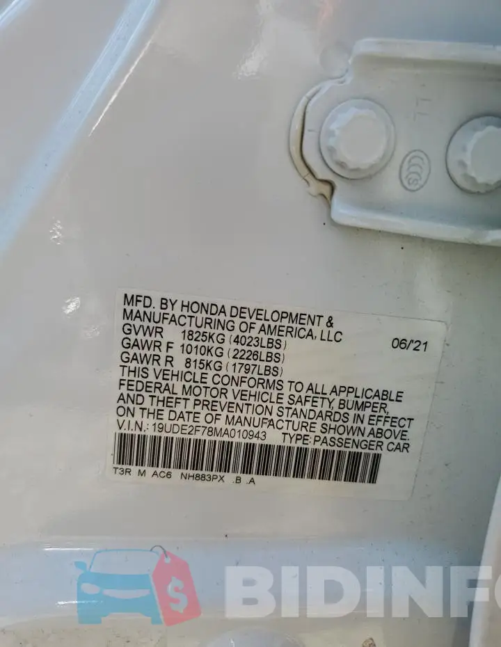 19UDE2F78MA010943 Photo# 13