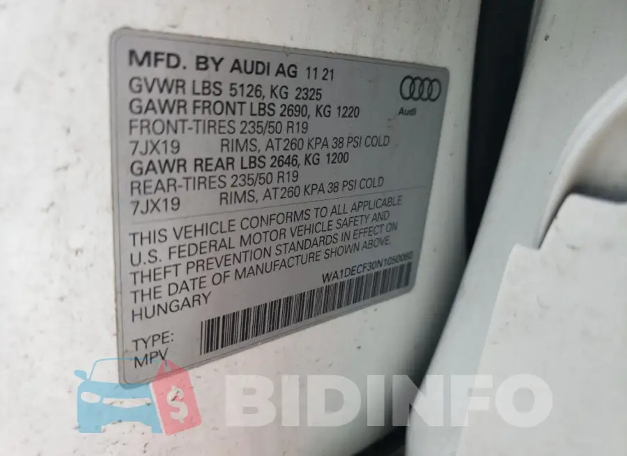 WA1DECF30N1050060 Photo# 13