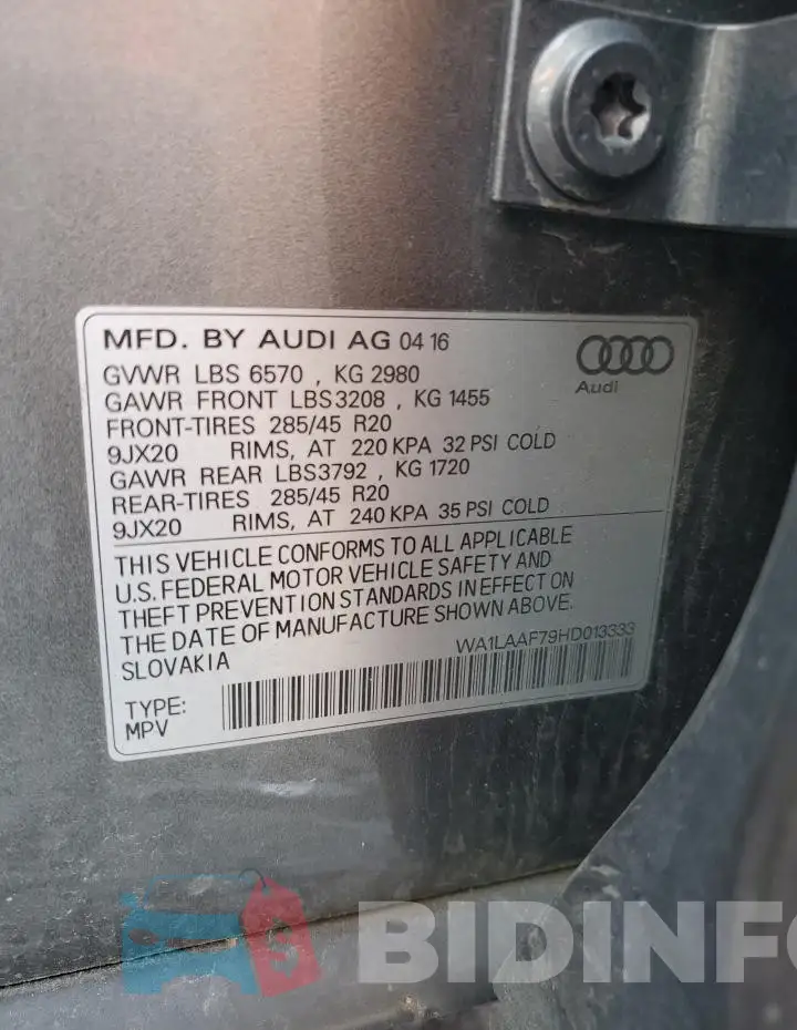 WA1LAAF79HD013333 Photo# 13