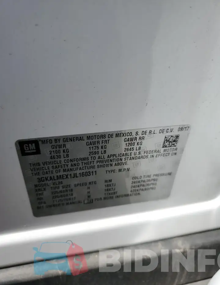 3GKALMEX1JL160311 Photo# 13
