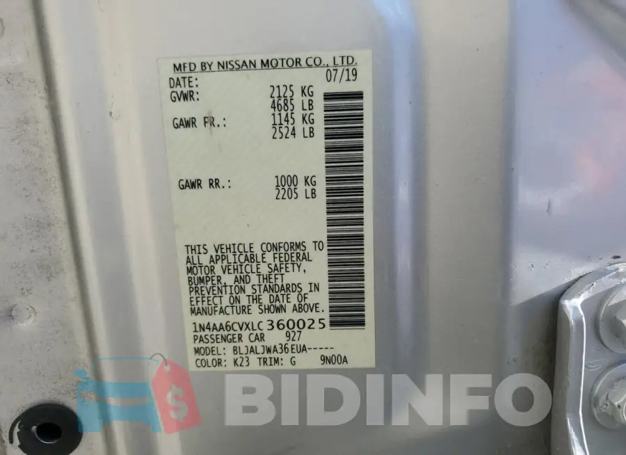 1N4AA6CVXLC360025 Photo# 13