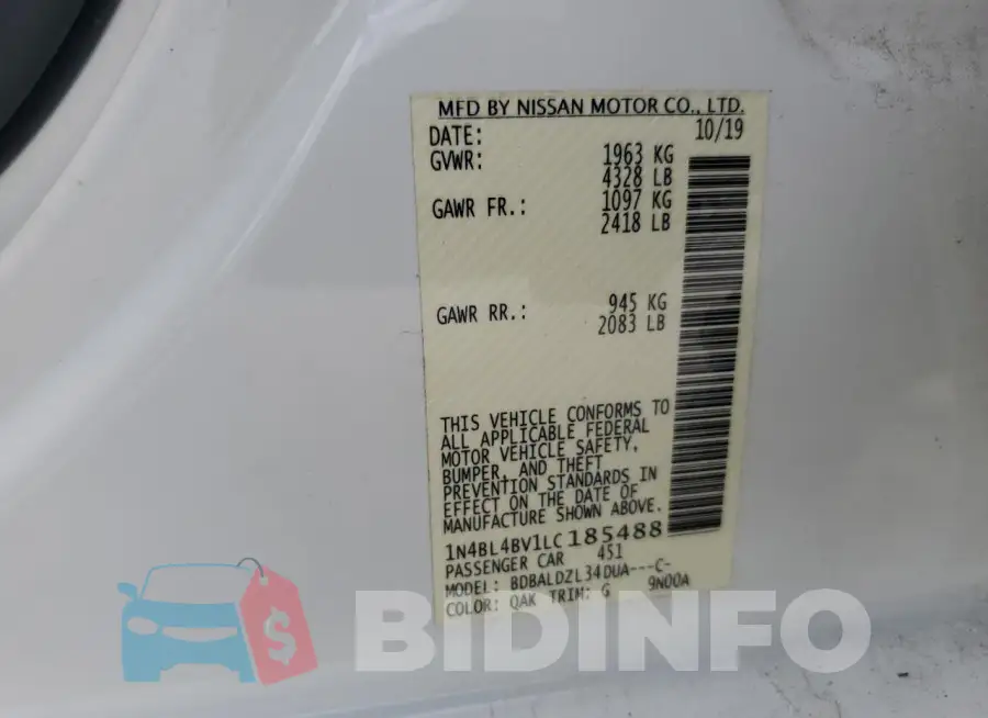 1N4BL4BV1LC185488 Photo# 12