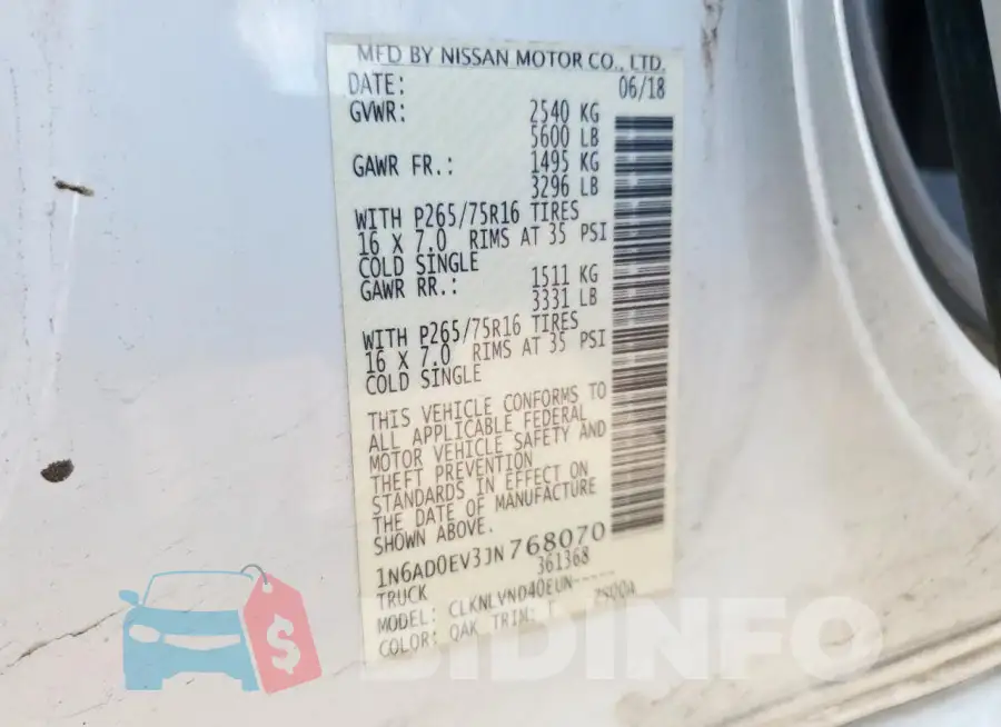 1N6AD0EV3JN768070 Photo# 12