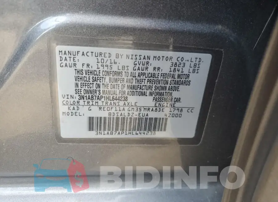 3N1AB7AP1HL644238 Photo# 13