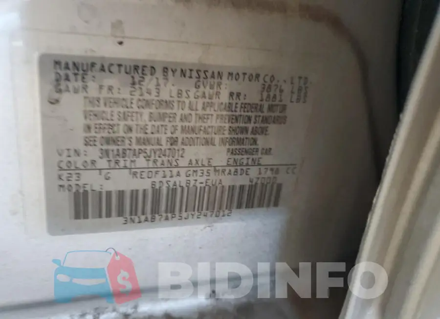 3N1AB7AP5JY247012 Photo# 12