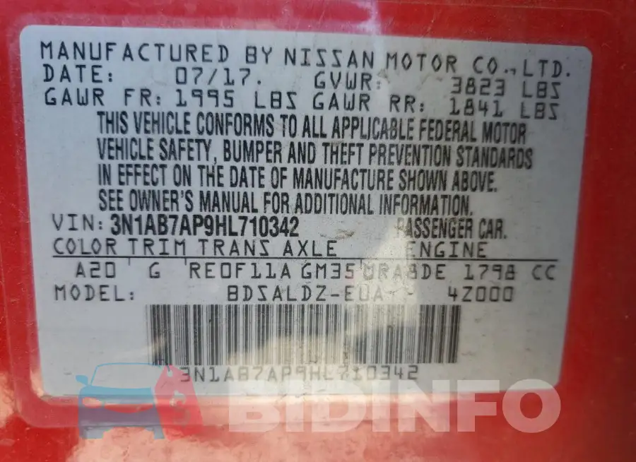 3N1AB7AP9HL710342 Photo# 13