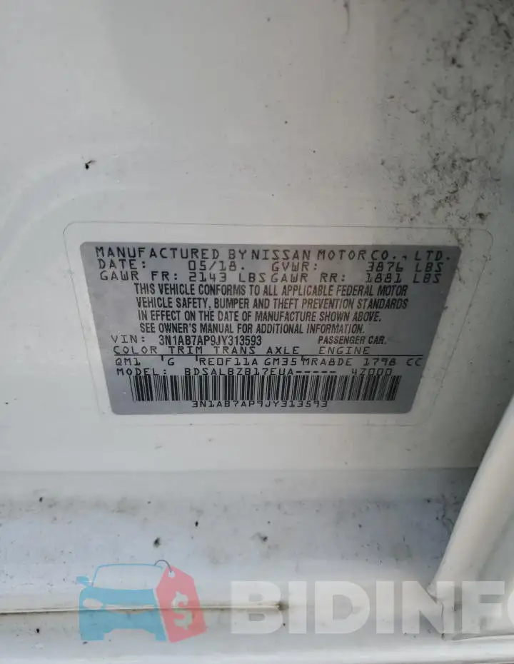 3N1AB7AP9JY313593 Photo# 13