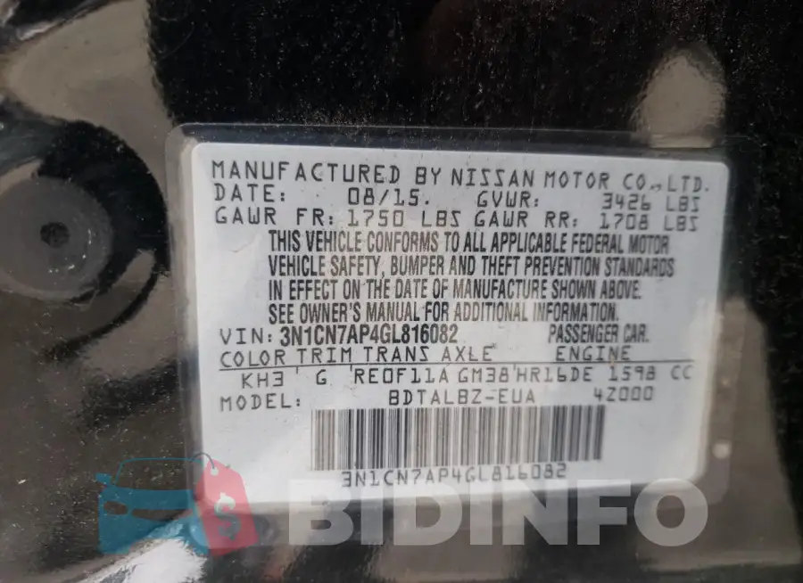 3N1CN7AP4GL816082 Photo# 12