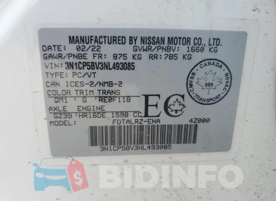 3N1CP5BV3NL493085 Photo# 12
