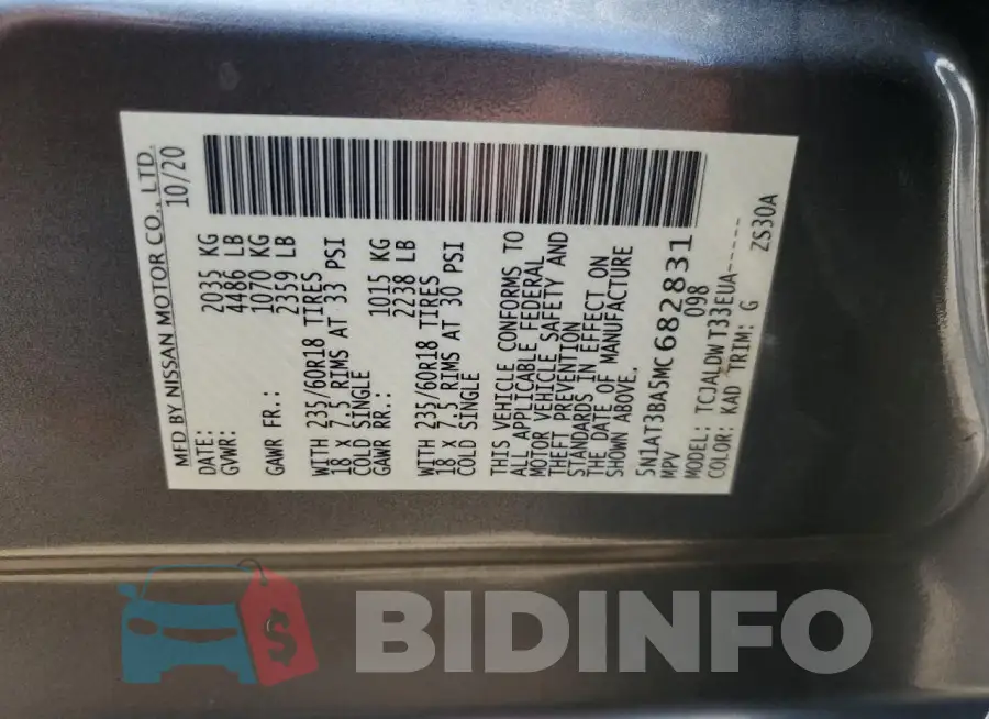 5N1AT3BA5MC682831 Photo# 12