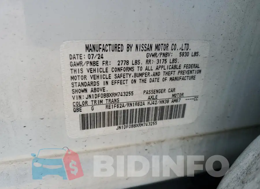 JN1DF0BBXRM743255 Photo# 13