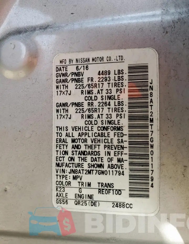JN8AT2MT7GW011794 Photo# 14