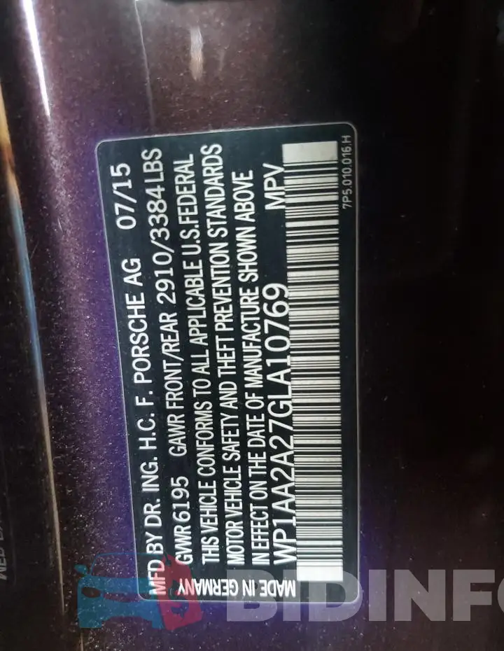 WP1AA2A27GLA10769 Photo# 12