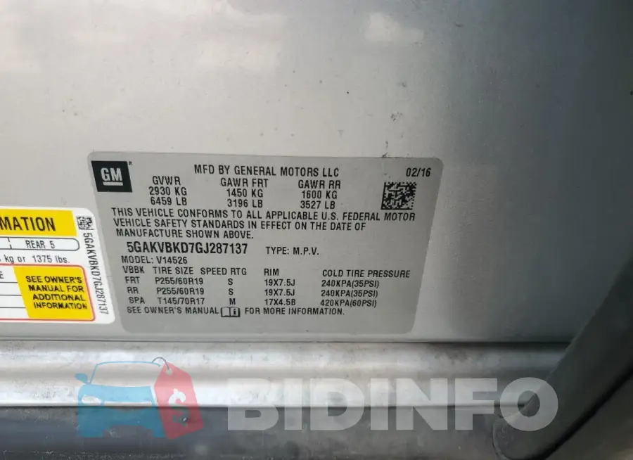 5GAKVBKD7GJ287137 Photo# 12