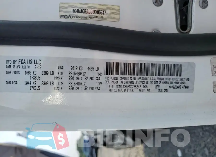 1C4NJCBA0GD705247 Photo# 13
