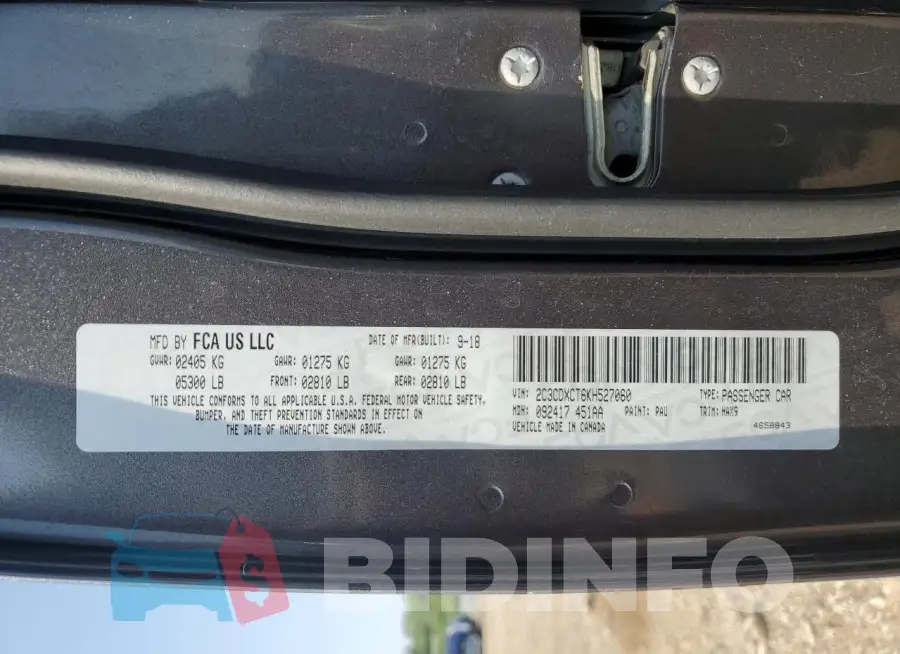 2C3CDXCT6KH527060 Photo# 13