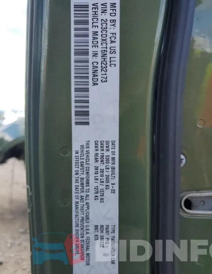 2C3CDXCT6NH232173 Photo# 13