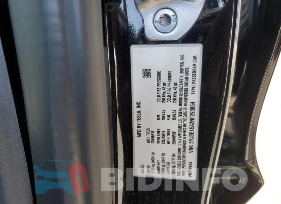 5YJ3E1EA2NF290854 Photo# 12