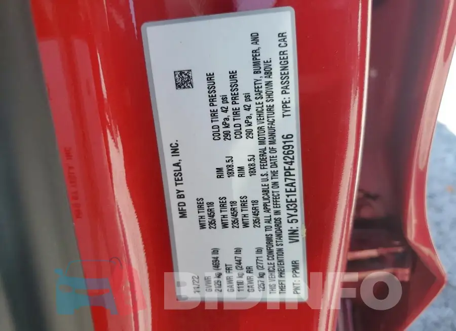 5YJ3E1EA7PF426916 Photo# 12