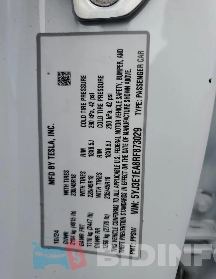 5YJ3E1EA8RF873029 Photo# 12