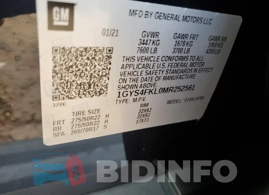 1GYS4FKL0MR252561 Photo# 13