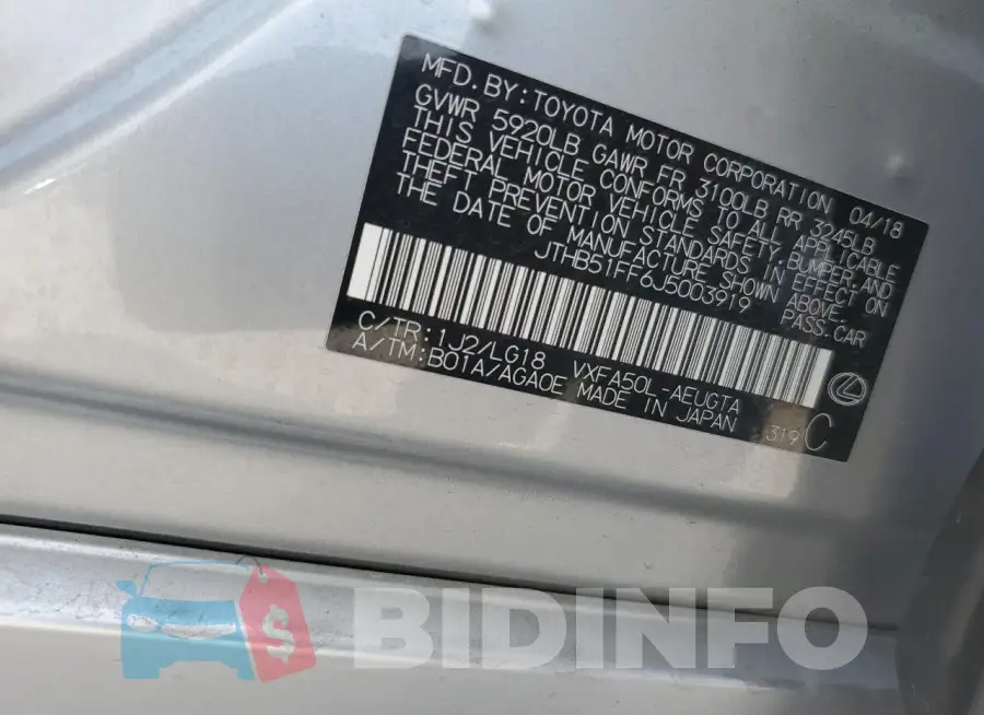 JTHB51FF6J5003919 Photo# 12