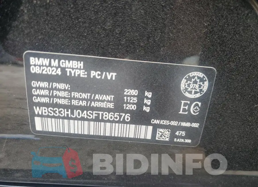 WBS33HJ04SFT86576 Photo# 12
