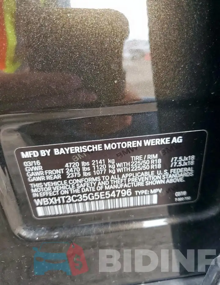 WBXHT3C35G5E54796 Photo# 12