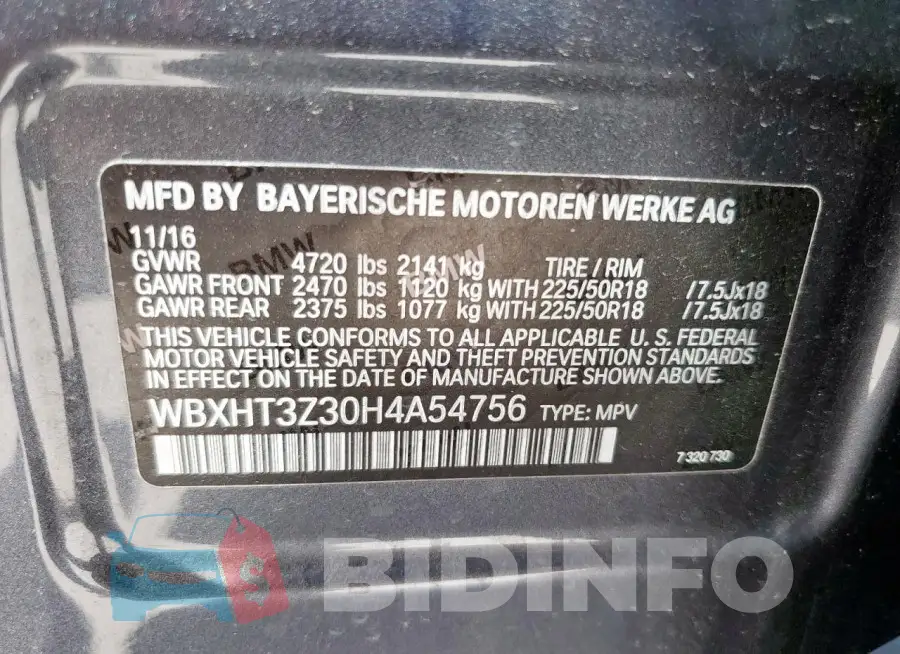 WBXHT3Z30H4A54756 Photo# 14