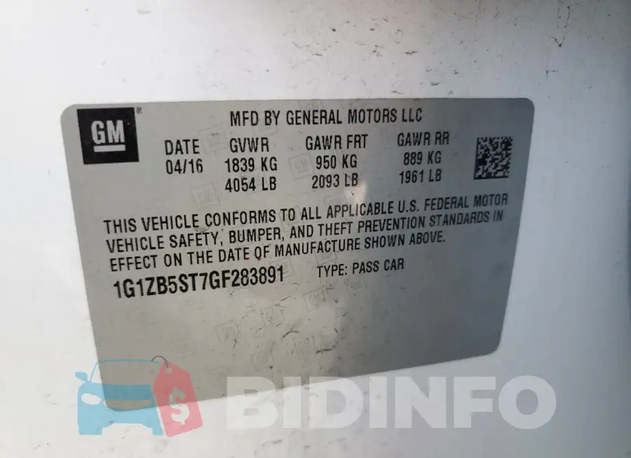1G1ZB5ST7GF283891 Photo# 12