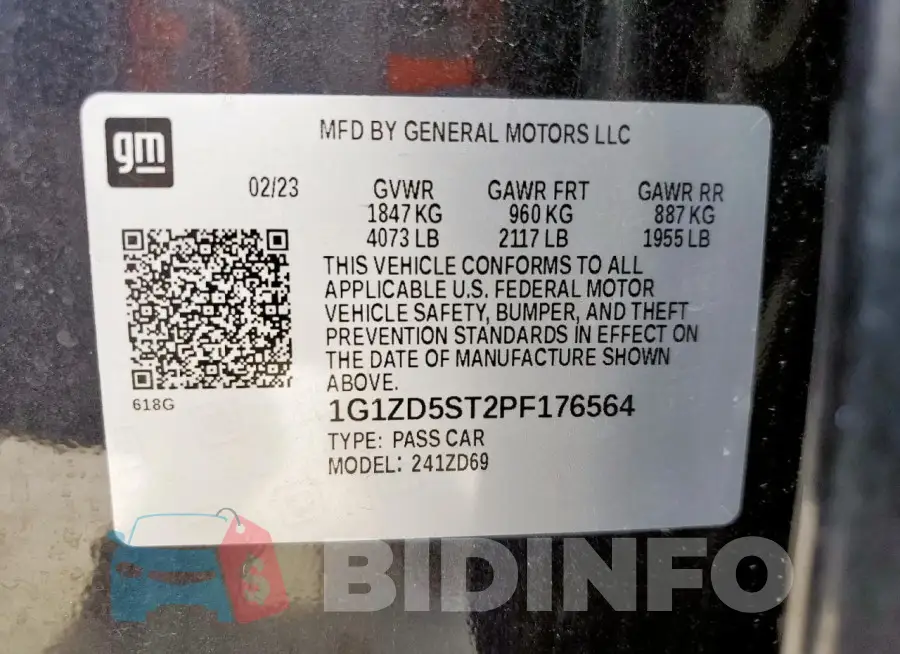 1G1ZD5ST2PF176564 Photo# 12