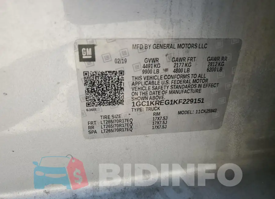 1GC1KREG1KF229151 Photo# 12