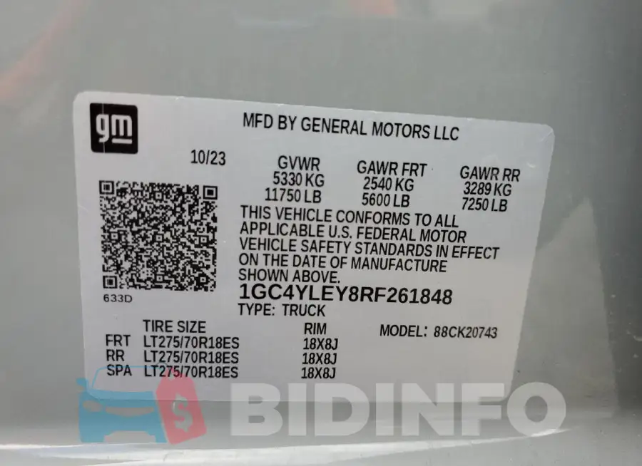 1GC4YLEY8RF261848 Photo# 12