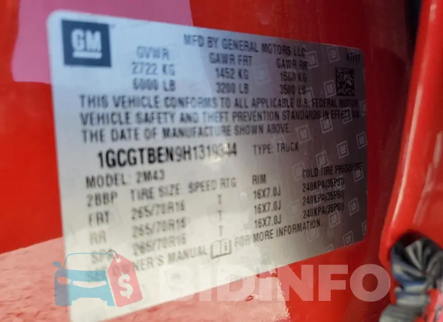 1GCGTBEN9H1319344 Photo# 12