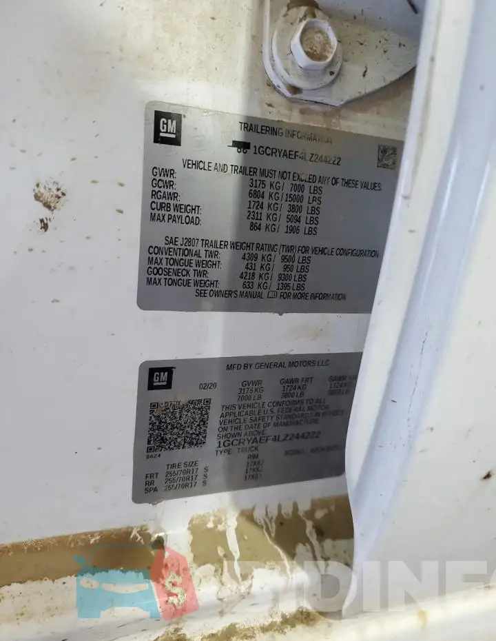 1GCRYAEF4LZ244222 Photo# 12