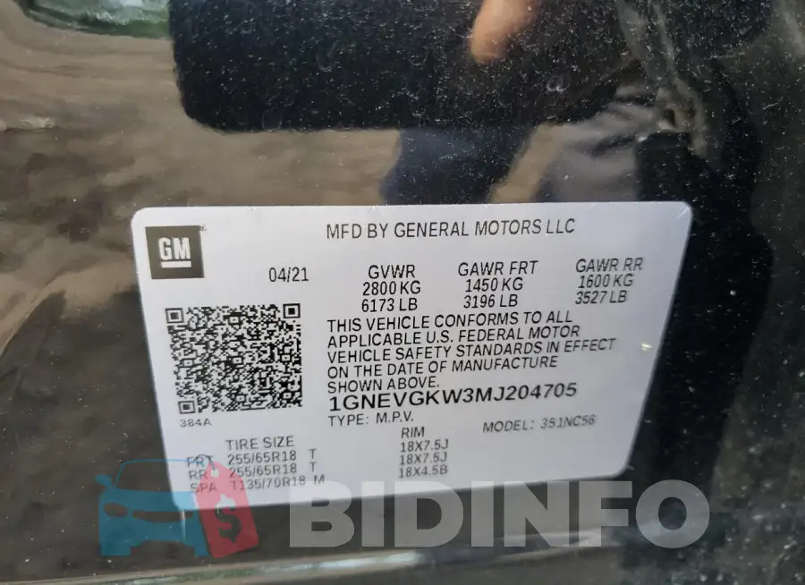1GNEVGKW3MJ204705 Photo# 12