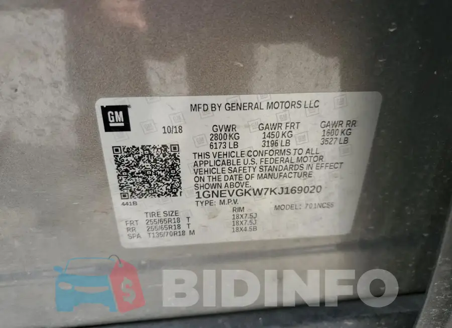 1GNEVGKW7KJ169020 Photo# 13