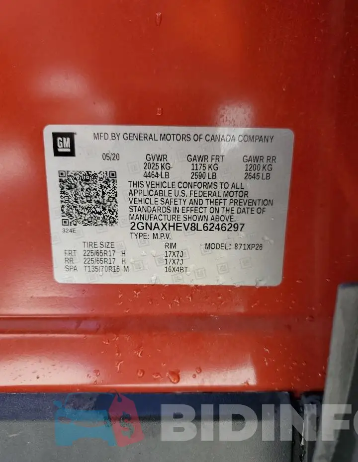2GNAXHEV8L6246297 Photo# 14