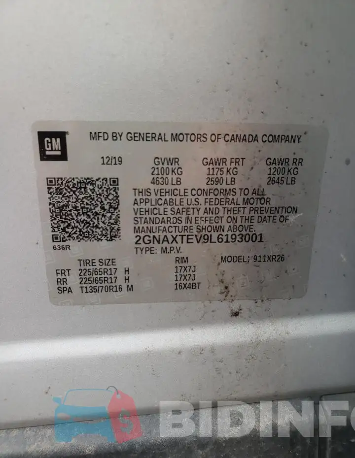 2GNAXTEV9L6193001 Photo# 13