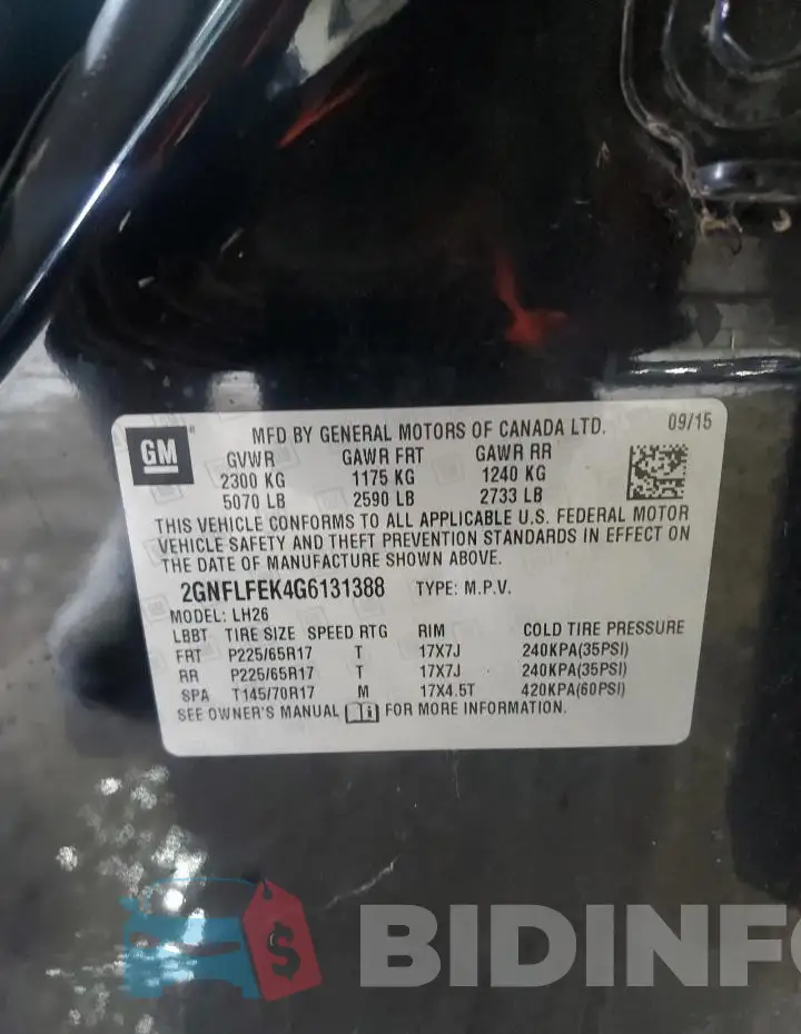 2GNFLFEK4G6131388 Photo# 14