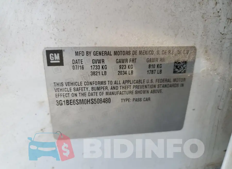 3G1BE6SM0HS508480 Photo# 12