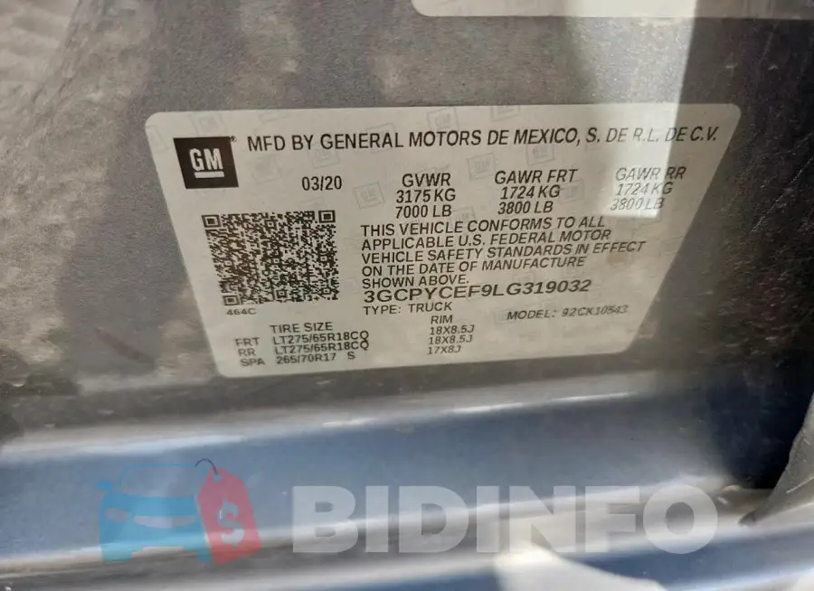 3GCPYCEF9LG319032 Photo# 12