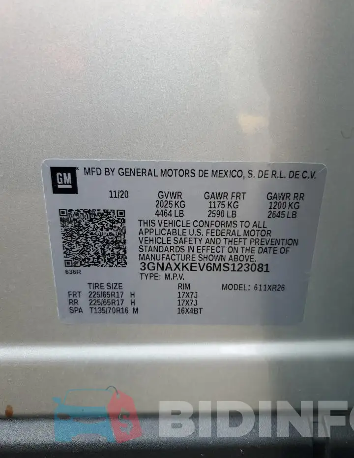 3GNAXKEV6MS123081 Photo# 12